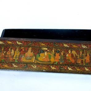 Wooden box with painted scenes from the Ramayana