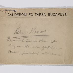 Envelope with Georg Komor's business letter and the delivery declarations. The envelope originally did not belong to the business letter. Only the cover of envelope with Ferenc Hopp's handwriting is part of the collection