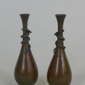 Bronze vase with silver snake appliqué