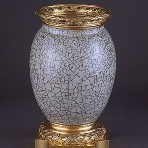 Oval vase with crackle celadon glaze
