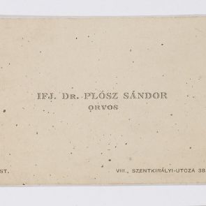 Business card:  Dr. Sándor Plósz Jr., physician