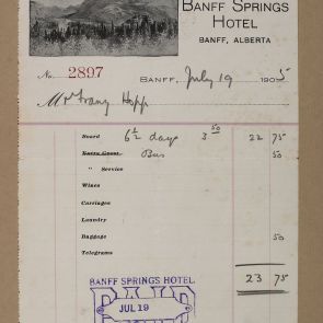 Invoice issued to Ferenc Hopp by Banff Springs Hotel