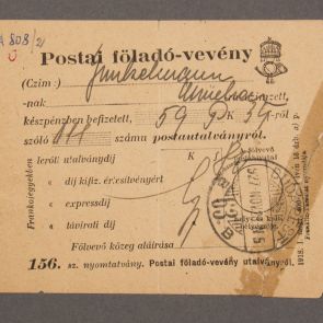 Dr. Erich Junkelmanntól érkezett küldemény postai feladóvevénye