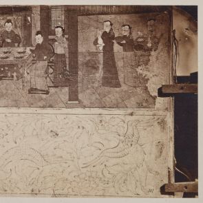 Egy provinciális kínai festmény és egy tollrajz egy albumlapon a Topkapi Szeráj Múzeum (Topkapı Sarayı) könyvtárából, 15−16. század