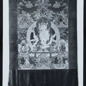 Mongolian collection, painting on textiles, scroll painting, thangka (inv. no. 74.12) photo documentation of restoration material_1