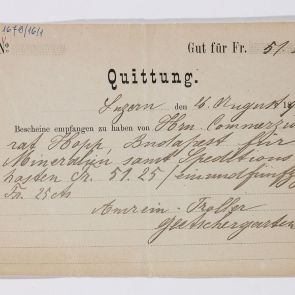 Receipt of the mineral merchant Troller about  Ferenc Hopp’s minerals with the chest