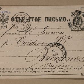 Ferenc Hopp's postcard to Henrik Jurány from Moscow
