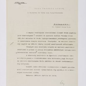 Letter of the royal Hungarian minister of commerce to Ferenc Hopp