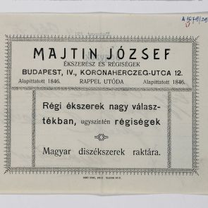 Invoice of József Majtin, antiquarian from Budapest, about Chinese stone carving