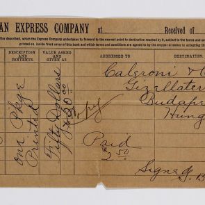 Delivery check of American Express Company to Calderoni and Co.