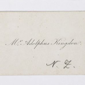 Business card: Mr. Adolphus Kingdon