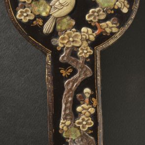 Mirror box with bird-and-flower picture