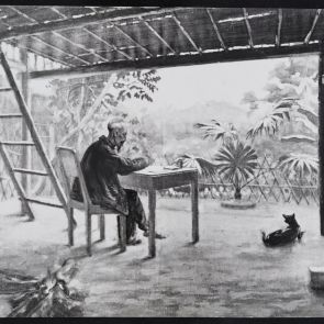 Black and white photo of Diep Minh Chau Chau Ho Chi Minh's study