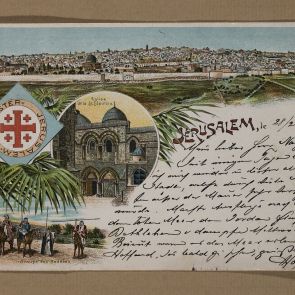 Hopp Ferenc képeslapja Bittó Richárdnak Jeruzsálemből: volt Jerikóban, Betlehemben és a Holt-tengernél
