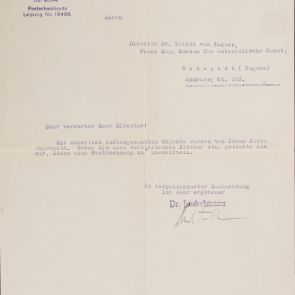 Letter in German of the antiquarian Dr. Erich Junkelmann to Zoltán Felvinczi Takács
