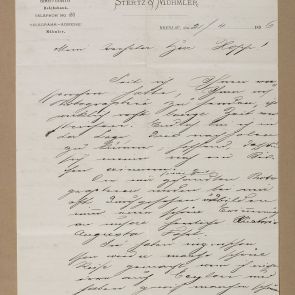 Otto Stertz's letter to Ferenc Hopp from Breslau (Wrocław)