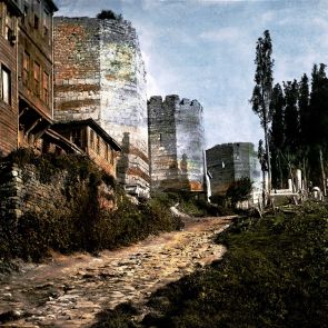 Constantinople. The Byzantine walls of the city near the quarter of Ayvansaray