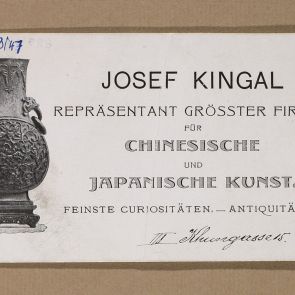 Promotional card in English: Joseph Kingal, antiquarian from Vienna