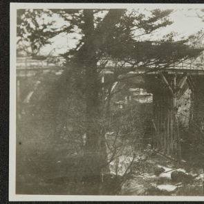 Wooden bridge, rocky river, Chuzenji Lake, Nikko