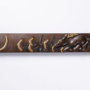 Kozuka knife handle with a ‘deer by the crescent moon’ motif