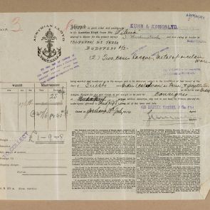 Delivery note of Austrian Lloyd shipping company on behalf of Kuhn and Komor Co.