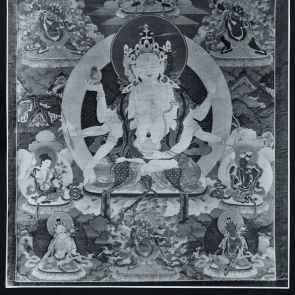 Mongol gyűjtemény, textilre készült festmény, tekercskép, thangka (ltsz. 74.12) restaurálási anyag fotódokumentációja_2.