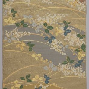 Japanese obi design sample with autumn grasses (hagi), hakujinishiki brocading