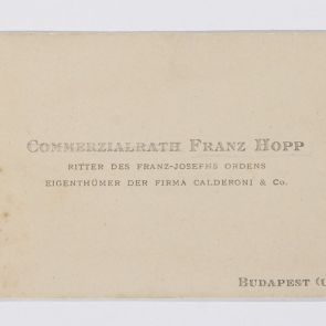 Business card: Commerzialrath Franz Hopp, Ritter des Franz-Josephs Ordens
