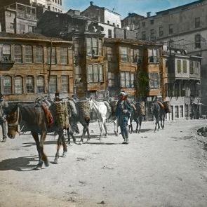 Constantinople. Pack horses in Pera