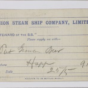 Beverage order form from a ship of Union Steam Ship Company