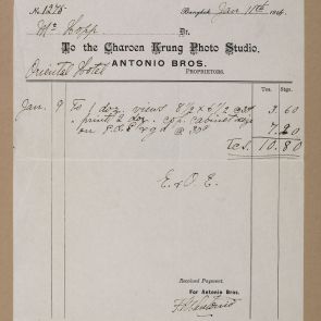 Invoice issued to Ferenc Hopp by the Antonio Bros photographic studio