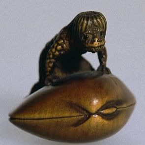 Kappa (water demon) on a clam shell (which has caught its foot)