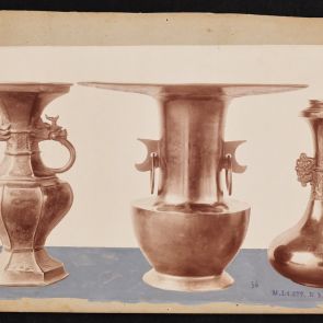 Photo of three Japanese vases on cardboard