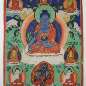 Cakli depicting the Eight  Medicine Buddha, with Bhaisajyaguru in the center