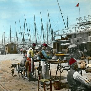Food stands in the port of İzmir