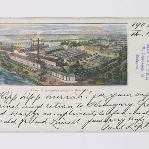Postcard of Pál Liptay (Kühne machine factory) to Ferenc Hopp to Csorbató (Štrbské Pleso)