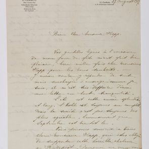 Helene Móry's letter to Ferenc Hopp from Csorbató (Štrbské pleso)