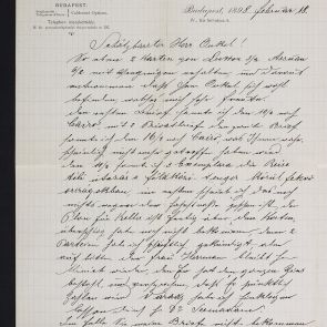 Lux Ferenc levele Hopp Ferencnek Budapestről