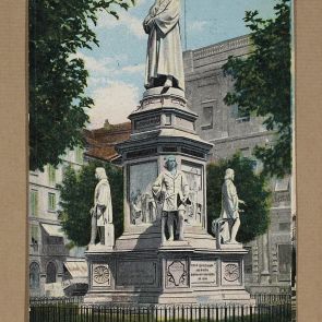 Ferenc Hopp's unposted postcard (only addressed) from Milan to Lénárd Lollok provost, parish priest from the church of District V