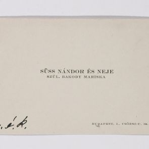Business card: Nándor Süss and his wife, nee Mariska Bakody