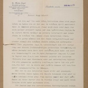 Dr. Árpád Matta's letter to Ferenc Hopp from Százhalmipuszta