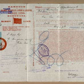 Invoice of The Arracan Company Ltd. for sending a chest to Budapest. The chest arrived on 20 October