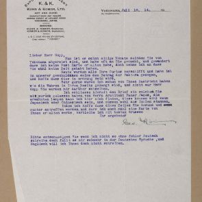 Georg Komor's letter to Ferenc Hopp about the imported artifacts