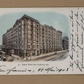 Ferenc Hopp's greeting card sent to Calderoni and Co. from San Francisco