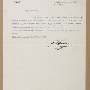 Letter of the company Telléry & Co. to Ferenc Hopp from Bombay (Mumbai)