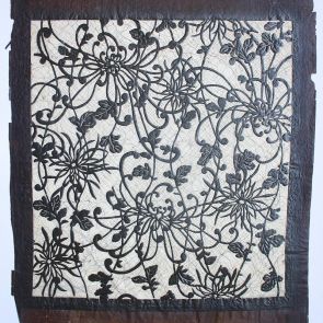 Katagami (textile stencil) with chrysanthemum motifs
