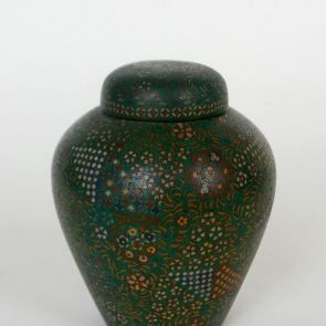 Lidded jar with floral and textile-patterns