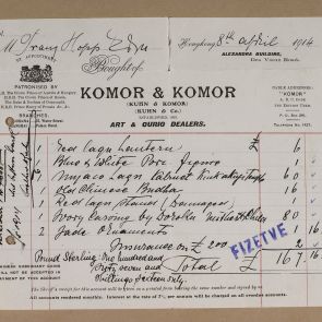 Invoice issued to Ferenc Hopp by Kuhn and Komor Co. from Hong Kong