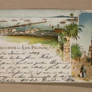 Ferenc Hopp's postcard to Aladár Félix from Las Palmas