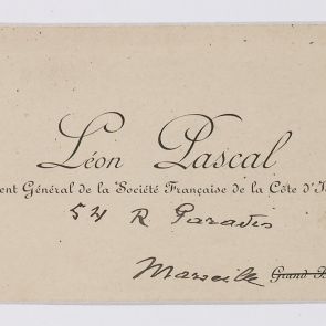 Business card: Léon Pascal, Agent Général de la Société Française de la Côte d'Ivoire
